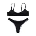 thumbnail image 4 of Gibobby Women's Ribbed Bikini Sets Scoop Neck Cheeky Swimsuit Textured Two Piece Bathing Suit(Black,L), 4 of 5