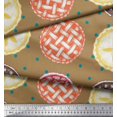 thumbnail image 2 of Soimoi Brown polyester Crepe Fabric Dot & Pie Food Print Sewing Fabric Yard 52 Inch Wide, 2 of 5