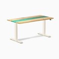 thumbnail image 1 of Desky Bureau Assis-Debout en Bois Dur à Résine Double - Frêne Blanc Rivière Émeraude / 60 x 30 Pouces / Blé, 1 of 10