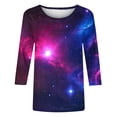 thumbnail image 5 of Hot6sl Économies d'Été Liquidation Manches Col Rond Blouses & Chemises, T-shirt Imprimé Mode Femme Manches 3/4 Blouse Col Rond Décontractée, Blouse Polyester Femme Multicolore, 2TG, 5 of 5