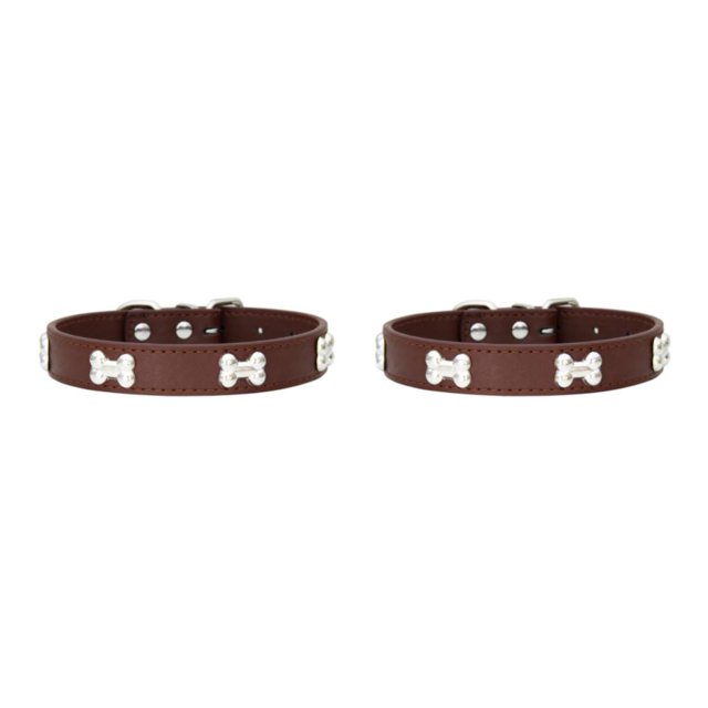 Maytalsory Comfortable Wear Cat Collar In Multiple Sizes With Stylish PU PU Cat Collar Dogs Collars coffee 1.5*37cm 2Set