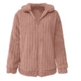 thumbnail image 4 of CEHVOM Women's Spring And Winter New Striped Plush Cardigan Short Coat Clearance, 4 of 6
