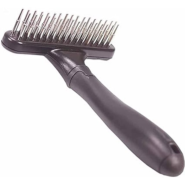Brosse de Toilettage pour Animaux Râteau à Double Rangée Râteau de Massage pour Chien pour Brosse à Cheveux Barre de Dématissage avec Dents