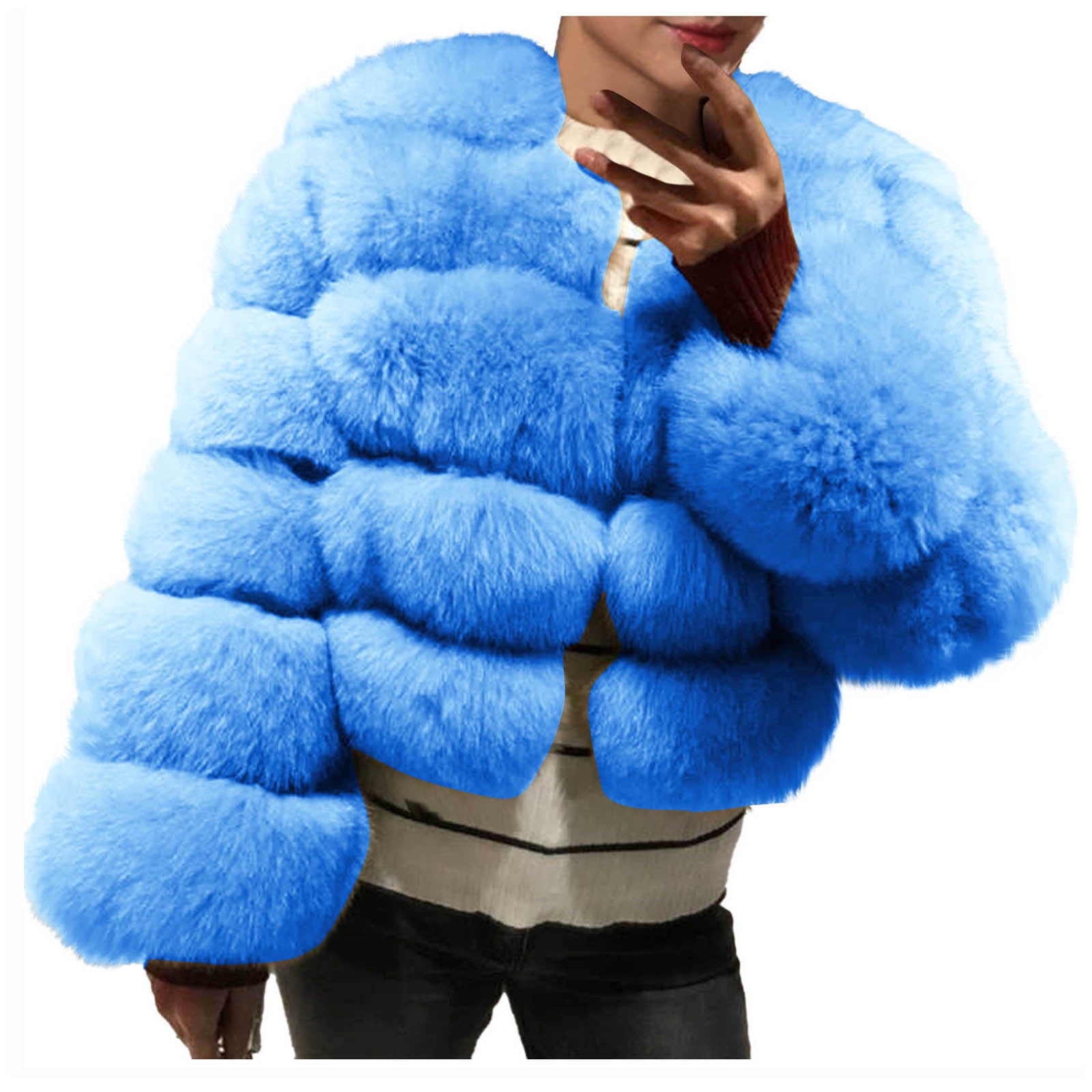 WRKEKC Plus Size Womens Parka Style Plush Coat Stand Collar Extended Sleeves Cold Weather Snow Jacket