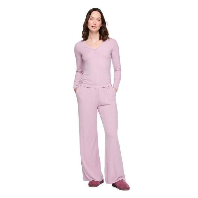 Pyjama 2 pièces en tricot côtelé George pour femmes