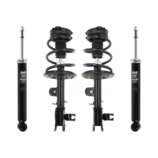 Transit Auto Front Rear Complete Suspension Shocks Strut and Coil Spring Mount Assemblies Kit for 2015-2022 Nissan Murano, including two front strut and coil spring assemblies and two rear shock absorbers. Suitable for driver and passenger sides, precision-engineered with G-Force technology for safety and performance. Fully assembled units require no spring compressor, restoring ride height and supporting vehicle weight. Ideal for automotive replacement parts needs.