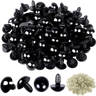 Riforla 120 Pcs Yeux au Crochet Noirs en Vrac avec Rondelles pour Artisanat au Crochet Yeux Noirs Animaux en Peluche Jouets Yeux Boutons