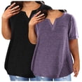 thumbnail image 1 of tarylea 2PC Womens Plus Size Short Sleeve Shirts Solid Color T Shirts Round Neck Plain Basic Tees, 1 of 3