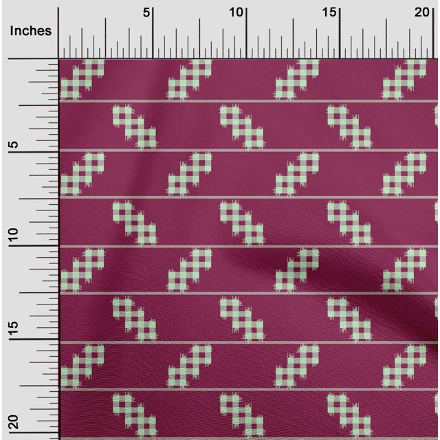 oneOone Viscose Chiffon Fabric Stripe & Check Kasuri Print Fabric BTY 42 Inch Wide
