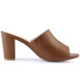 thumbnail image 3 of BLISSFUL STEP Sandales Mules à Talon Bloc à Enfiler pour Femme Brun 7, 3 of 8