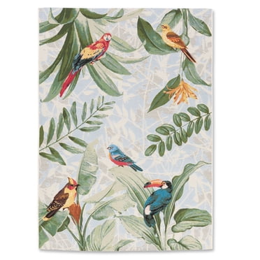 Erbanica Green Leaves Indoor Outdoor Rug, Unique Design, Easy to Clean