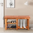 thumbnail image 3 of Costway 3-Tier Wood Shoe Rack Shoe Bench Freestanding Boots Storage Organizer Heavy-duty, 3 of 10