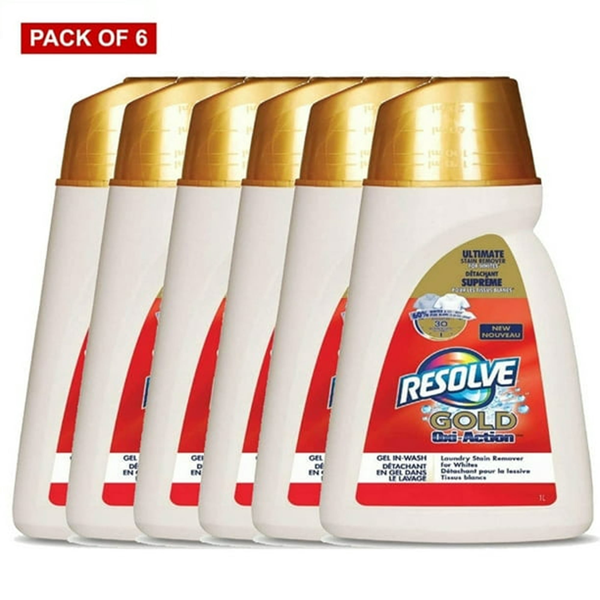 Resolve Gel Détachant pour Lessive en Lavage pour Blancs - Action Oxi Or (1 L) (Lot de 6)