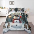 thumbnail image 2 of Xmas Snowman Comforter Set Cute Rabbit Down Comforter,Merry Christmas Bedding Sets Full,Xmas Snowflake Duvet Insert Cartoon Christmas Decorations, 2 of 6