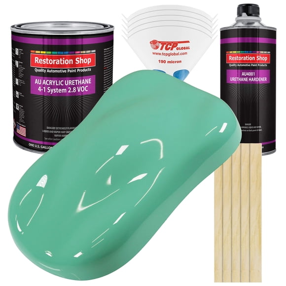 Restoration Shop - Peinture Auto à l'Acrylique et à l'Uréthanne Aqua Clair - Trousse Complète de Peinture d'Un Gallon - Revêtement Professionnel à une Étape à Haut Lustre pour Automobile, Voiture, Camion, Ratio de Mélange 4:1, 2,8 VOC