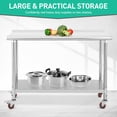 thumbnail image 2 of BeesClover Stainless Steel Prep Work Table, Commercial Workstations, NSF Commercial Heavy Duty Worktablefor Kitchen Restaurant,Home,Hotel,Outdoor, 2 of 9