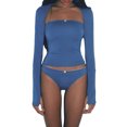 thumbnail image 2 of Fortune Women Tube Tops Shrug Set,Strapless Short Tops+Long Sleeve Cropped Cardigan, 2 of 8