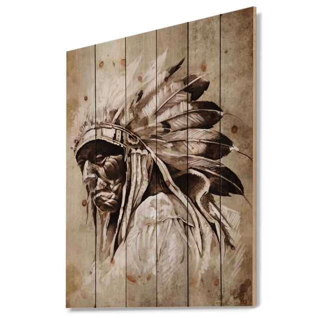 Design Art - Vintage Style Indian Head Tattoo