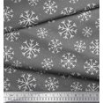 thumbnail image 2 of Soimoi Gray polyester Crepe Fabric Snow Flakes Floral Fabric Prints By Yard 42 Inch Wide, 2 of 5