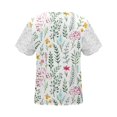 thumbnail image 5 of EGNMCR T-Shirts pour Femmes Femmes Mode Été Pli Imprimé Régulier Femmes Manches Courtes Col en V Bouton Haut, 5 of 5