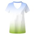 thumbnail image 3 of Hauts de Sarrau à Col en V Dégradé pour Femmes Extensibles Résistants aux Plis Uniforme Médical d'Infirmière avec 2 Poches Confortable Léger Uniforme de Travail Manches Courtes Blouse de Couleur Unie Vert, 3 of 4