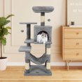 thumbnail image 2 of Costway 44" Tall Multi-level Cat Tree with Cushion Top Perch, 2-Entrance Large Cat Condo Light Gray, 2 of 10