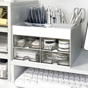 Vaidha Organisateur de bureau 4 Tiroir, Crayon multifonctionnel pour bureau, Organisateurs et Accessoires avec 4 Compartiments Tiroir pour bureau avec fournitures d'étude