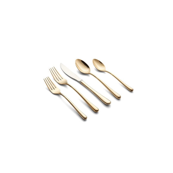 Cambridge Silversmiths Samantha Flatware Collection 18/10 Stainless Steel Dishwasher Safe Gold Mirror 20-Piece Flatware Set Service for 4