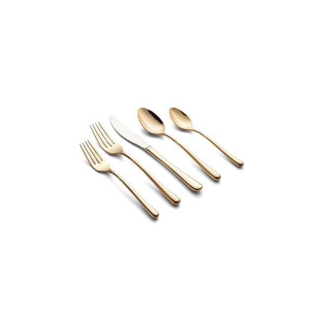 Cambridge Silversmiths Samantha Flatware Collection 18/10 Stainless Steel Dishwasher Safe Gold Mirror 20-Piece Flatware Set Service for 4
