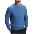 thumbnail image 1 of Grrvtrz Chandail à Col Rond pour Homme, Chandail de Pêcheur à Manches Longues, Tricot Épais, Texture d'Hiver, Chandails Tricotés, 1 of 7
