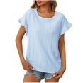 thumbnail image 2 of AherBiu T-Shirts pour Femmes Tendance Col Rond Manches Courtes T-Shirts Décontractés d'Été Plissés T-Shirt Uni Hauts, 2 of 7