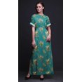 thumbnail image 4 of Bimba Rayon Black Berry & Yellow Sparrow Bird Ladies Long Gown Boho Beach Cocktail Party Maxi SlitDress-Small, 4 of 6