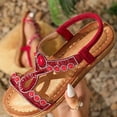thumbnail image 1 of Tranfacy Summer Shoes,Womens Sandals,Women Large Bohemian Elastic Rhinestone Flower Roman Sandals, 1 of 4