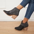 thumbnail image 4 of jovati Womens Leather Patchwork Thick Heel High Heel Zipper Pointed Snake Ankle Boots, 4 of 9