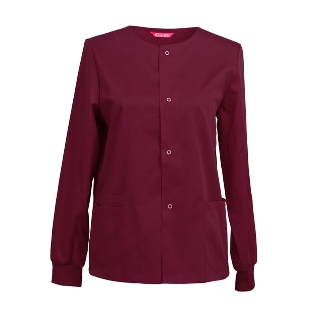 Womens Scrub Jacket Workwear Snap Front Warm-up Scrubs Jacket