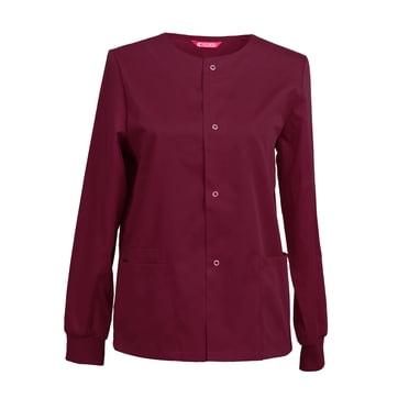 Womens Scrub Jacket Workwear Snap Front Warm-up Scrubs Jacket