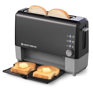 West Bend QuikServe Toaster, 2-Slice Wide-Slot Slide-Through Bread Toaster with Bagel and Gluten-Free Settings and Cool-Touch Exterior Fast Toasting, Includes Removable