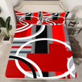 thumbnail image 2 of Erosebridal Draps à Rayures Rouges, Noires et Grises Format Double, Ensembles de Literie Modernes à Cercles Abstraits Taille Double 4 Pcs, 2 of 7
