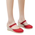 thumbnail image 3 of Sandales Espadrilles à Talon Compensé pour Femmes, Bride à la Cheville à Boucle, Sandales Plateforme Décontractées d'Été, Chaussures pour Femmes à Bout Fermé, Compensées Rétro, 3 of 9