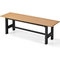 thumbnail image 1 of Gymax Outdoor HDPE Bench Metal Frame for Yard Garden - Set of 1 Brown, 1 of 8