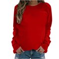 thumbnail image 1 of CEHVOM Mode Femmes Décontracté Manches Longues Col Rond Uni Chandail pour Dames Hauts Blouse Liquidation, 1 of 4
