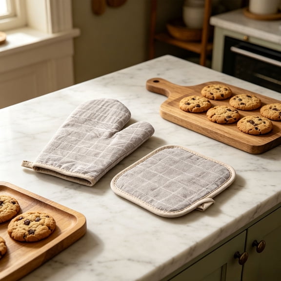 Miogawg Ensemble de 2 Pcs de Mitaines de Four et Porte-Casseroles Résistants à la Chaleur Gants de Cuisine Compatibles Micro-Ondes Rembourrage en Coton Épais Pâtisserie à la Maison