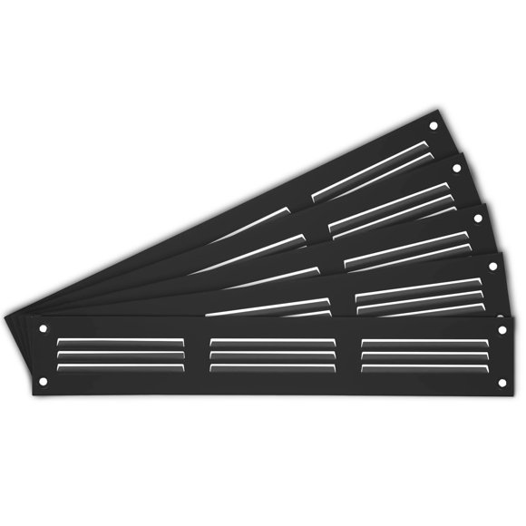 Repa Market 5-Pack Black Air Vent Cover 12"" x 2"" Inch (Outer Dimensions) - Steel Return Air Grilles - for Ceiling and Sidewall - HVAC - with Protection Screen (11.81"" x 1.97"" Inch)