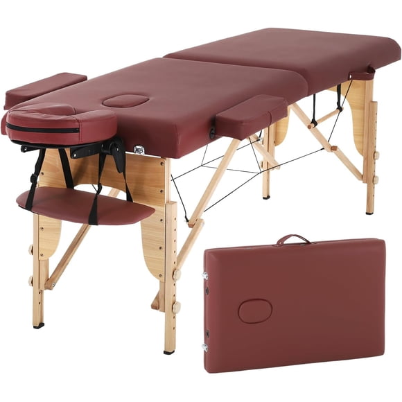 BestMassage Massage Table Massage Bed Height Adjustable 73 Inch Portable 2 WCarry Case Face, Burgundy