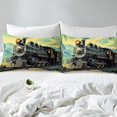 thumbnail image 4 of Erosebridal Vintage Train Print Bed Sheets Set Full Size, Yellow Aurora Bedding Set, 4 Pieces,, 4 of 6