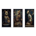 thumbnail image 2 of Designart "Glamorous Gold Cat Retro Blue" Animals Cat Framed Wall Art Set Of 3 - Blue Cat Frame Canvas Set For Living Room Decor, 2 of 6