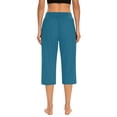 thumbnail image 3 of Plebaso Capri Pants for Women Drawstring Cropped Wide Leg Pants Lightweight Lounge Yoga Capris with Pockets, 3 of 7