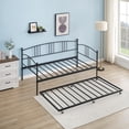 thumbnail image 1 of EDTara Steel Slat Support Metal Daybed, Elegant Arched Headboard Design, Easy Assembly for Guest Room, 1 of 9
