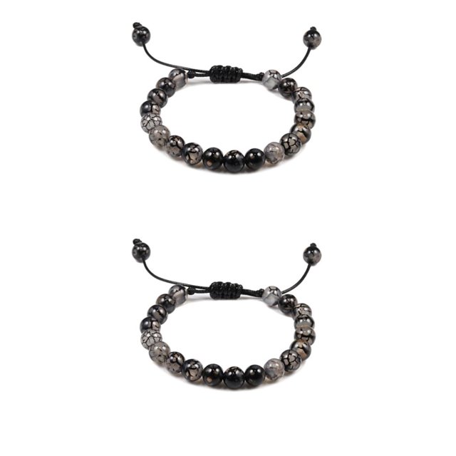 Decodeary Stackable Collection Bracelet For Men And Women Natural Gemstones Beads Minimalist Bracelet For Women Beads Bracelet Black dragon pattern 2Set