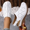 thumbnail image 5 of WLOELOEW Hollow Out Platform Sandals For Women In White Wedge Heel Pu Material Foot Length 10.24 Inches Us Size 9, 5 of 5